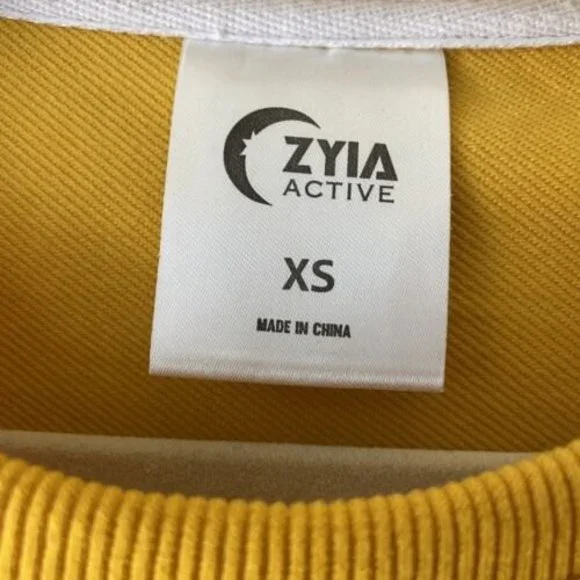 Zyia Long Sleeve Mustard Yellow Cropped Sweatshirt size XS - Picture 5 of 6